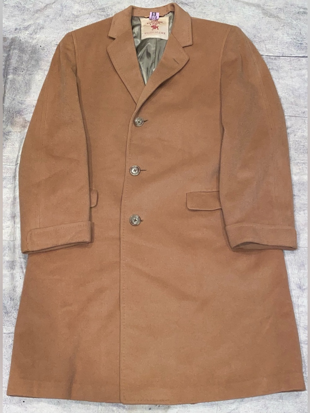 40s 50s Hart Schaffner Marx Vicuña Blend Union Made Top Coat Overcoat Camel Tan